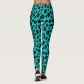 Leggings Cyan And Dark Grey Pattern Safari Leopard Print (Dos)