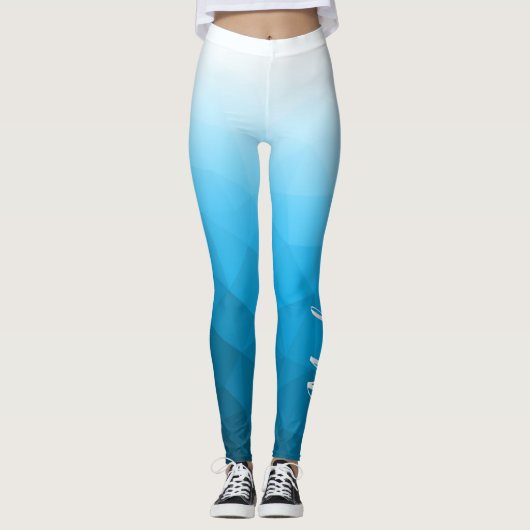 Leggings Cyan bleu aqua Gradient Geometry Mesh Nom du Motif (Devant)