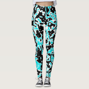 Leggings Cyan et Black Swirls