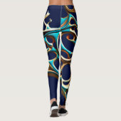 Leggings cyan foncé et arabesques d'or (Dos)