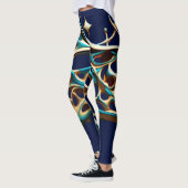 Leggings cyan foncé et arabesques d'or (Gauche)