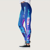 Leggings Cyberpunk Futuristic Neon City (Gauche)