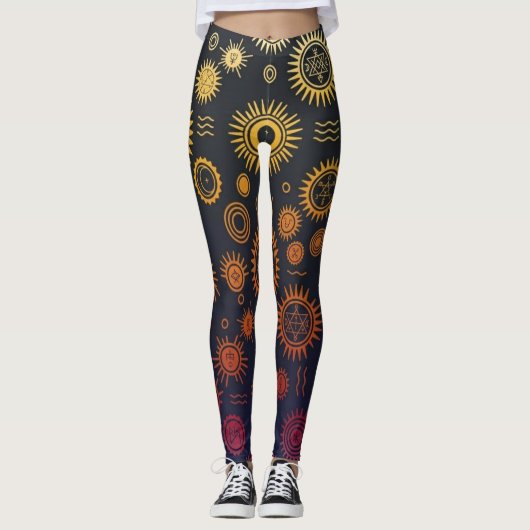 Leggings Cycle solaire ésotérique (Devant)