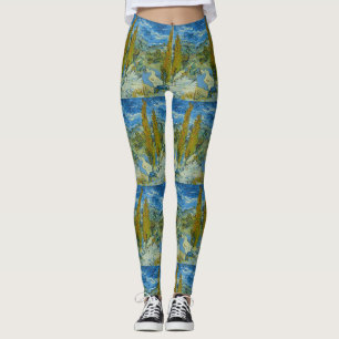 Leggings Cyprès de Van Gogh - Ciel bleu tourbillonnant