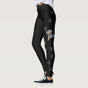 Leggings Dachshund à poil court bringé noir et feu & pattes