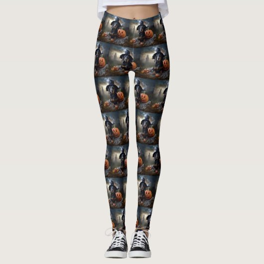 Leggings Dachshund Halloween effroi (Devant)
