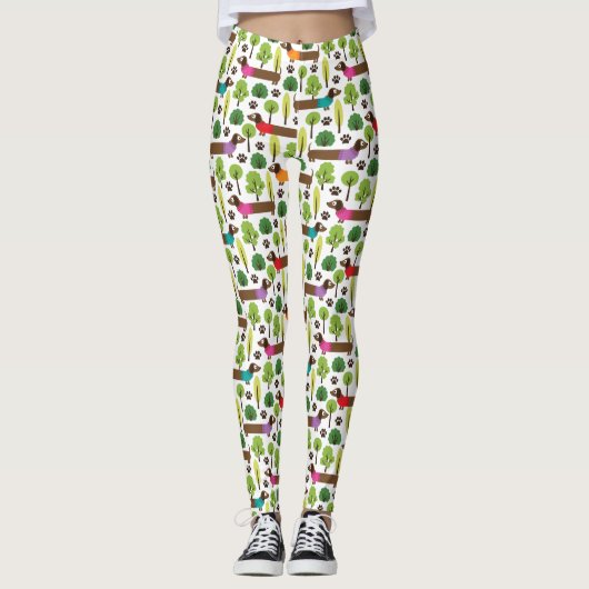 Leggings Dachshunds En Promenade Dans Le Parc (Devant)