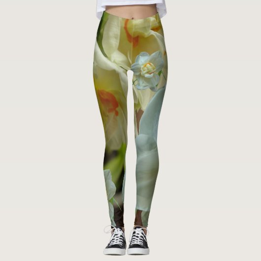 Leggings Daffodiles de la couronne nuptiale conception Legs (Devant)