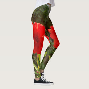 Leggings Dahlia décoratifs rouges