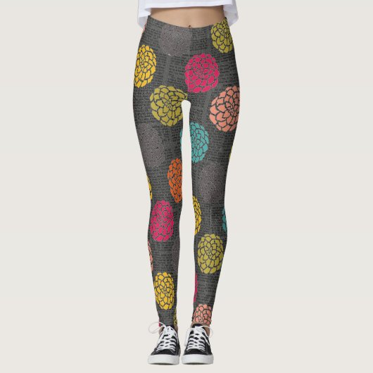 Leggings Dahlias noirs (Devant)
