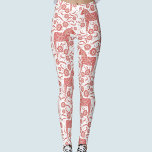 Leggings Dala Horse suédois Motif rouge et blanc<br><div class="desc">Motif Dala ou Dalecarlian Horse en rouge et blanc. Design de style folklorique suédois.</div>