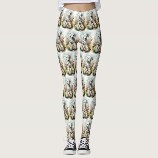 Leggings Dalmatien avec œufs de Pâques (Devant)