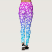 Leggings Damas blanches sur rose à bleu ombre (Dos)