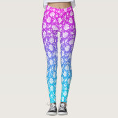 Leggings Damas blanches sur rose à bleu ombre (Devant)