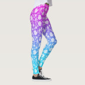 Leggings Damas blanches sur rose à bleu ombre (Droite)