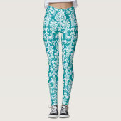 Leggings Damas florales blanches et turquoise (Devant)