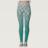 Leggings Damas noires sur blanc à vert ombre (Devant)
