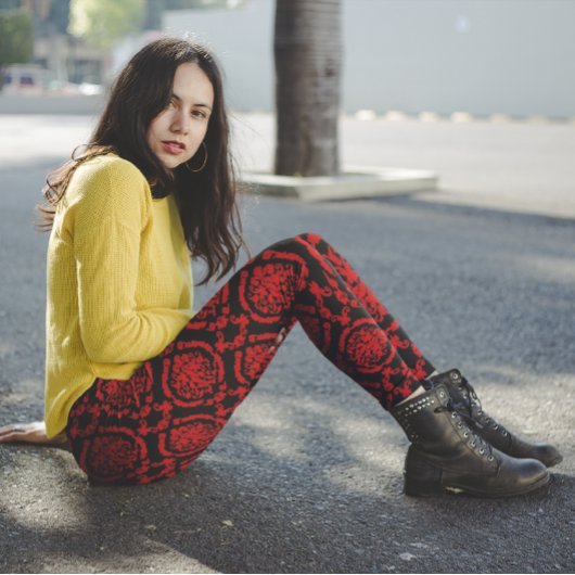 Leggings Damas rouges sur noir