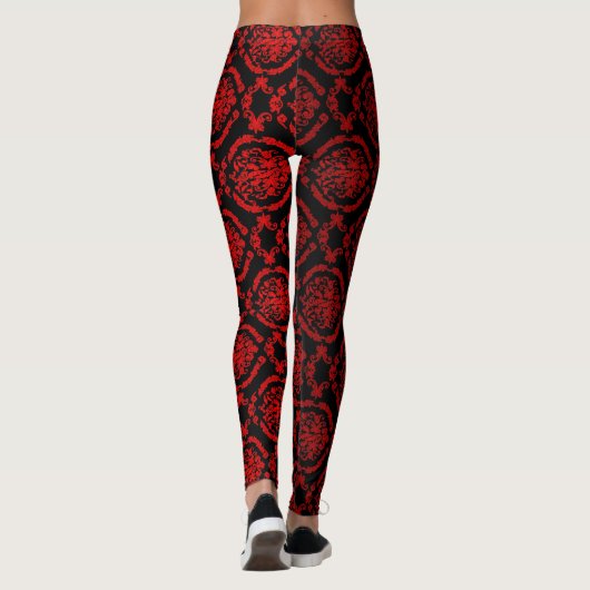 Leggings Damas rouges sur noir (Dos)