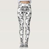 Leggings Damask blanc et noir (Devant)
