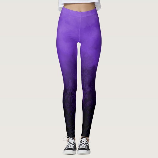 Leggings Damask Glamour Mode Fumé Nuageux Violet (Devant)