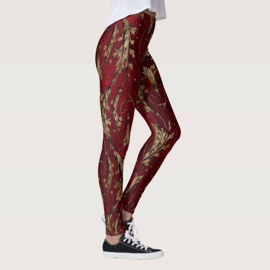 Leggings damasques rouges et dorés (Droite)