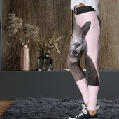Leggings Dame de chat folle rayée rose noir personnalisée