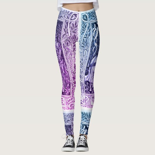 Leggings Dame médiévale, Cheval de Chevalier Bleu violet Bl (Devant)