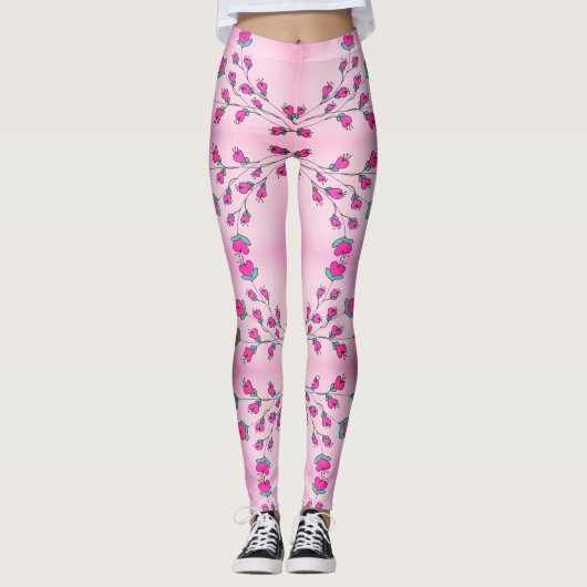 Leggings Dames au coeur rose (Devant)