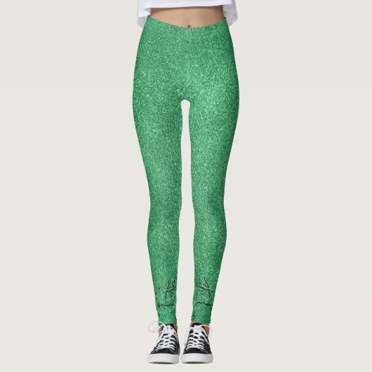 Leggings Dames modernes de rennes verts de Noël (Devant)