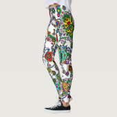 Leggings Dames Motifs de crâne de sucre (Gauche)