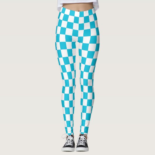 Leggings Damier bleu aqua classique (Devant)