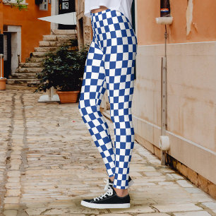Leggings Damier bleu marine blanc