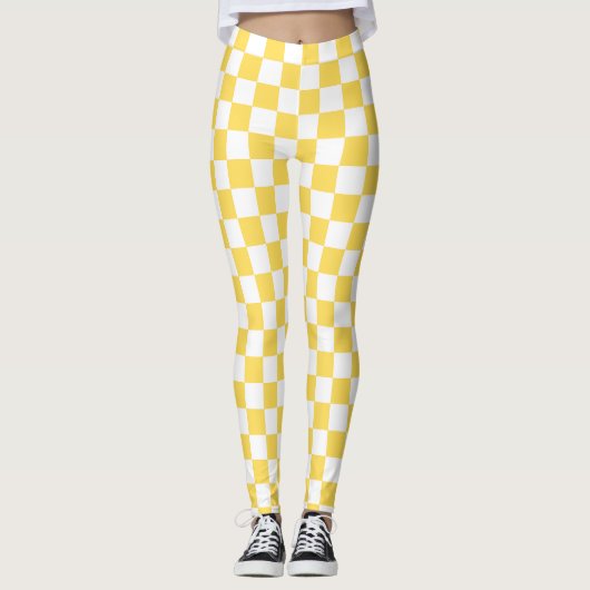 Leggings Damier jaune visuel classique (Devant)