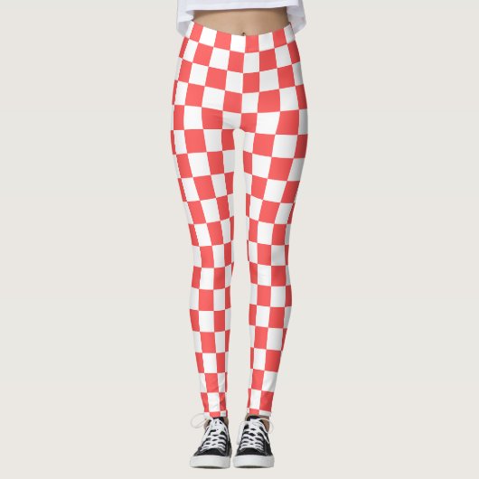 Leggings Damier rouge corail classique (Devant)
