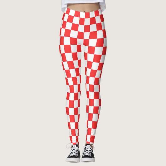 Leggings Damier rouge visuel classique (Devant)