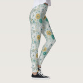 Leggings Dandelion Whimsical - Jaune, Blanc & Turquoise (Droite)