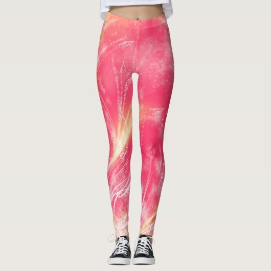 Leggings Dandelions Abstraits et lucioles Rouge (Devant)