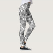 Leggings Dandelions, noir et blanc (Droite)