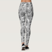 Leggings Dandelions, noir et blanc (Dos)