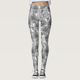Leggings Dandelions, noir et blanc