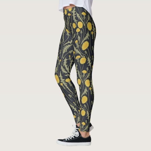 Leggings Dandelions, vert, jaune et noir (Gauche)