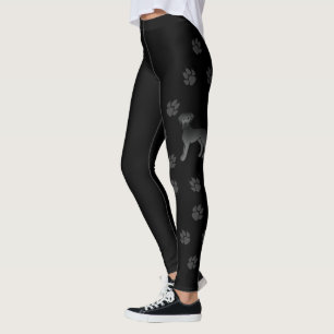 Leggings Danois noir mignon chien de dessin animé & pattes