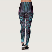 Leggings Dans la profondeur Bleu rose Abstrait Fractal Art (Dos)