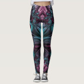 Leggings Dans la profondeur Bleu rose Abstrait Fractal Art (Devant)