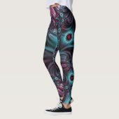 Leggings Dans la profondeur Bleu rose Abstrait Fractal Art (Gauche)