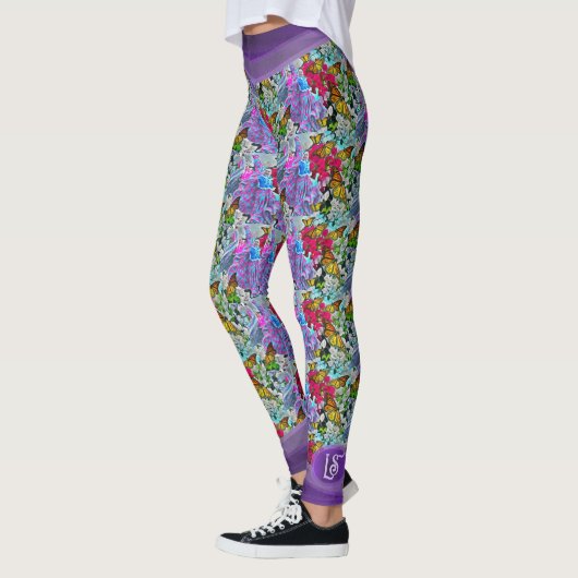 Leggings Danse à motifs avec fleurs et papillons PV01 (Gauche)