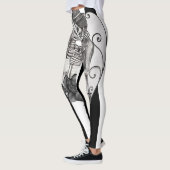 Leggings Danse de mariage d'amour de squelette rayé (Gauche)