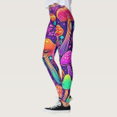 Leggings Danse des champignons du néon fleuri (Gauche)