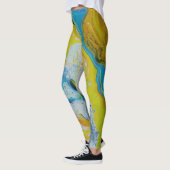 Leggings danse fluide jaune bleu abstrait (Gauche)